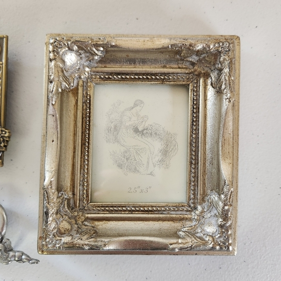 Vintage Eclectic Mini Photo Picture Frame Lot Of 3 Metal Angels Cat 1990s Ornate - Picture 2 of 10